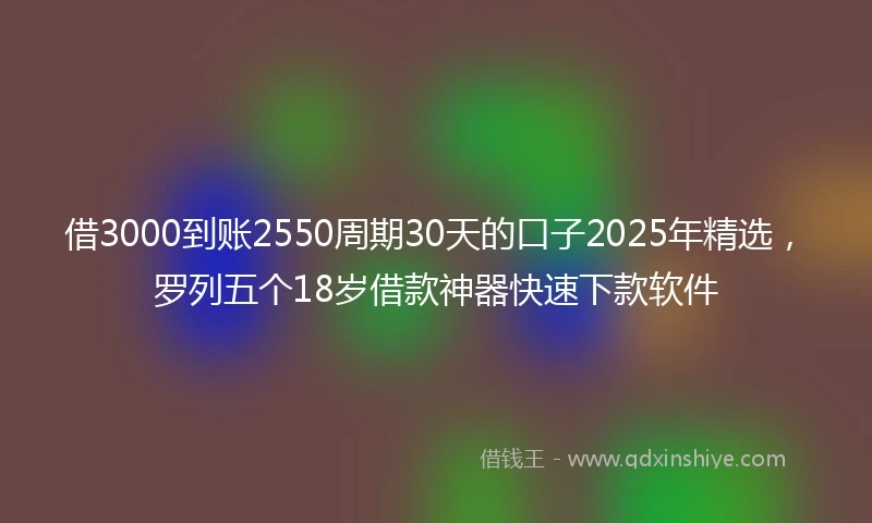借3000到账2550周期30天的口子2025年精选，罗列五个18岁借款神器快速下款软件