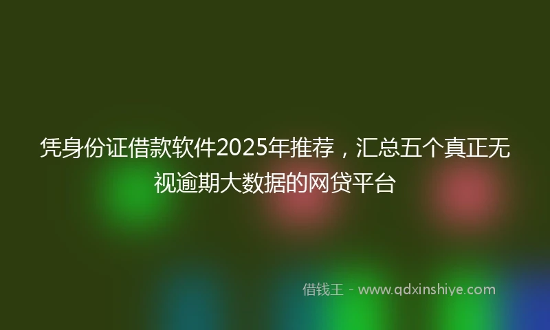 凭身份证借款软件2025年推荐，汇总五个真正无视逾期大数据的网贷平台