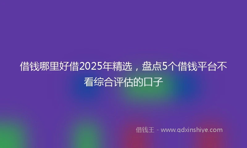 借钱哪里好借2025年精选，盘点5个借钱平台不看综合评估的口子