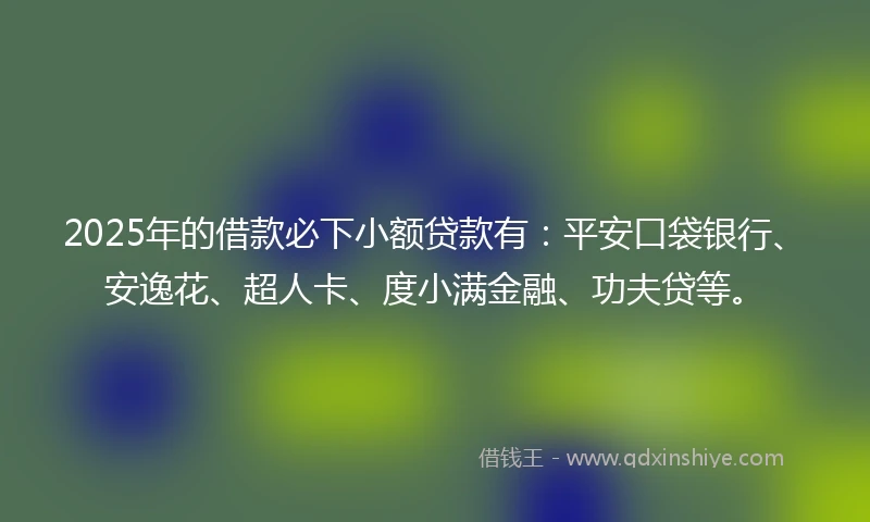 2025年的借款必下小额贷款有：平安口袋银行、安逸花、超人卡、度小满金融、功夫贷等。