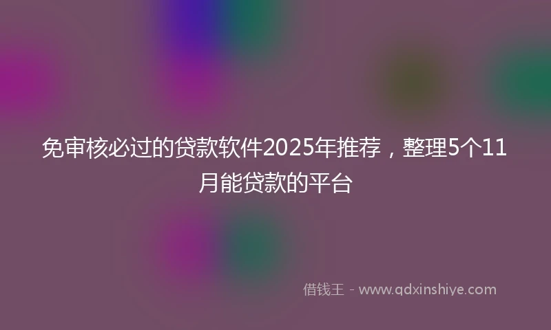 免审核必过的贷款软件2025年推荐，整理5个11月能贷款的平台
