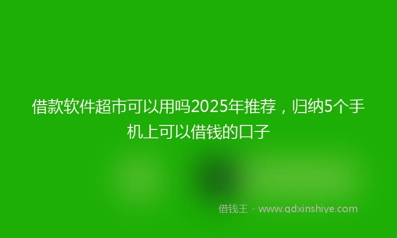 借款软件超市可以用吗2025年推荐，归纳5个手机上可以借钱的口子