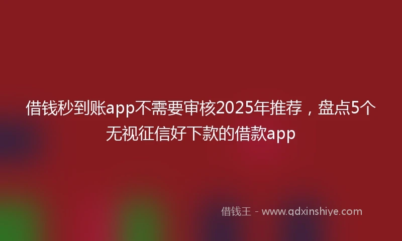 借钱秒到账app不需要审核2025年推荐，盘点5个无视征信好下款的借款app
