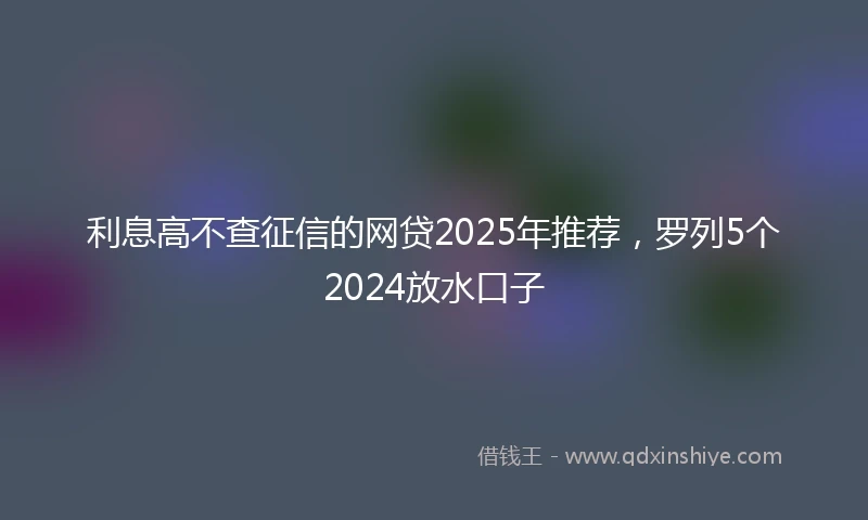 利息高不查征信的网贷2025年推荐，罗列5个2024放水口子