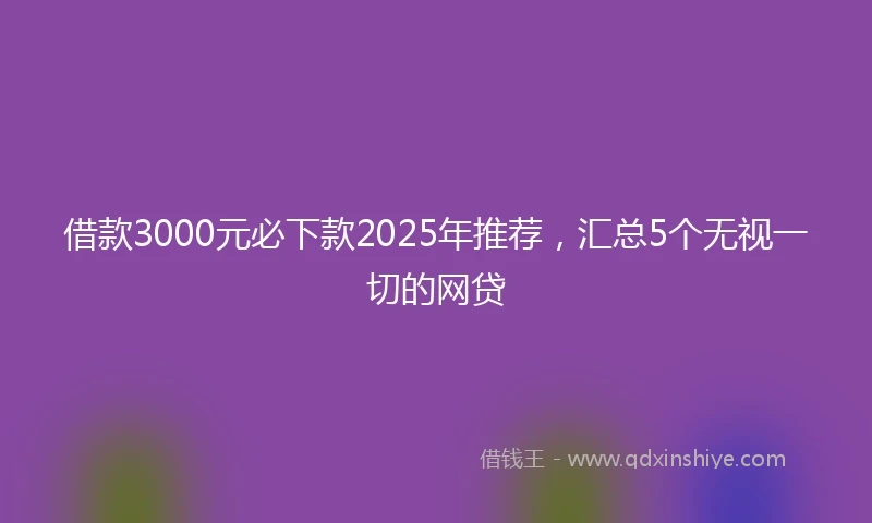 借款3000元必下款2025年推荐，汇总5个无视一切的网贷