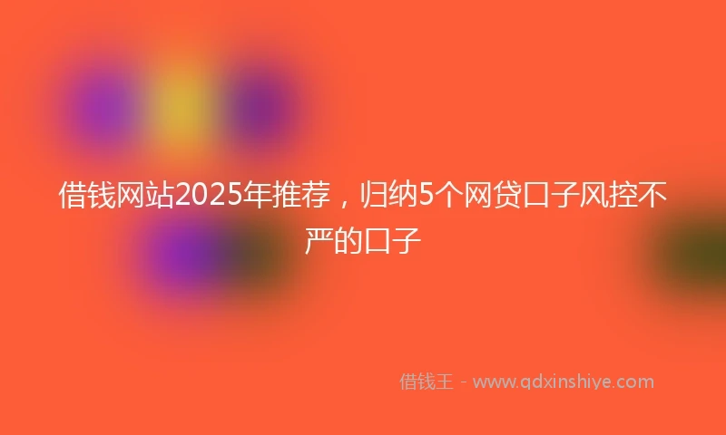 借钱网站2025年推荐，归纳5个网贷口子风控不严的口子
