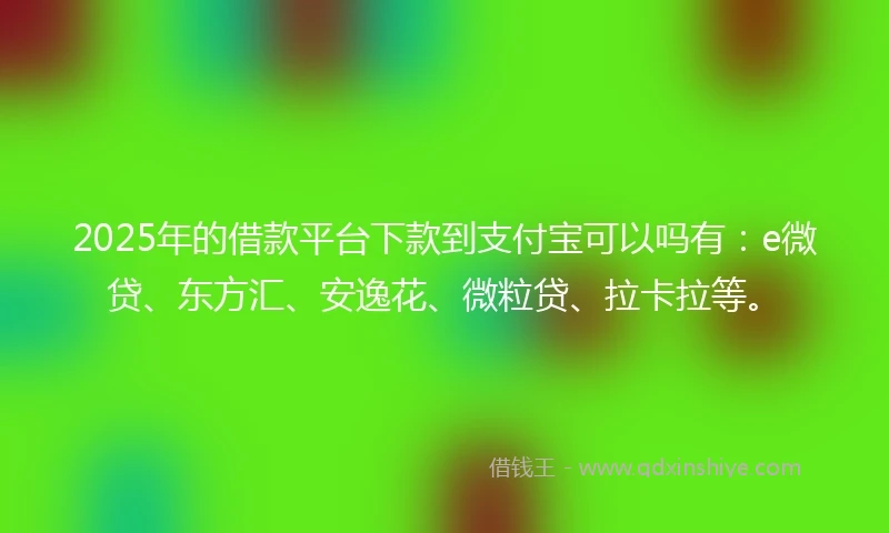 2025年的借款平台下款到支付宝可以吗有:e微贷、东方汇、安逸花、微粒贷、拉卡拉等。