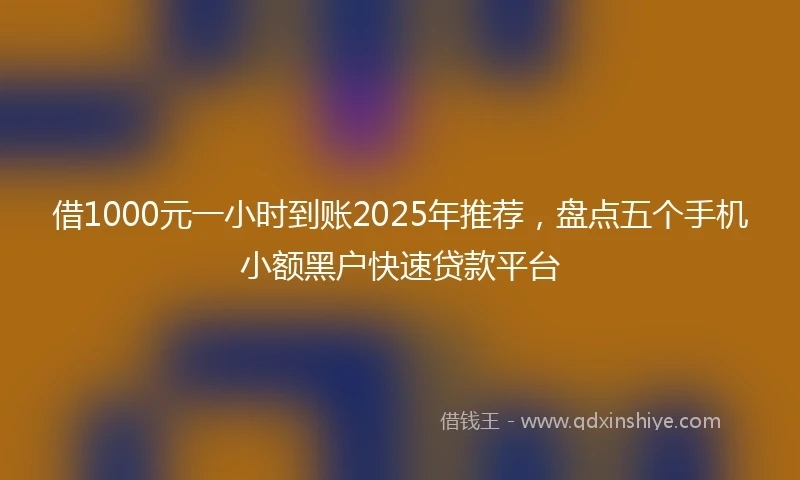 借1000元一小时到账2025年推荐，盘点五个手机小额黑户快速贷款平台