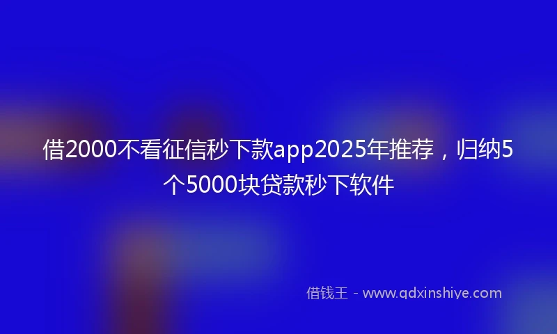 借2000不看征信秒下款app2025年推荐，归纳5个5000块贷款秒下软件