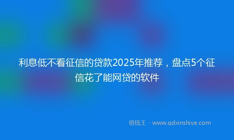 利息低不看征信的贷款2025年推荐，盘点5个征信花了能网贷的软件