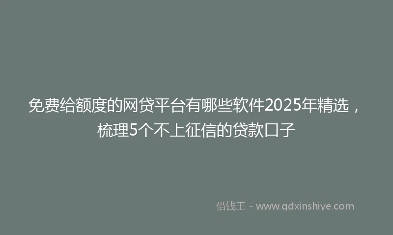 免费给额度的网贷平台有哪些软件2025年精选，梳理5个不上征信的贷款口子