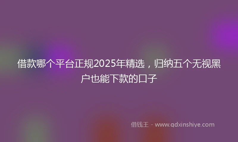 借款哪个平台正规2025年精选，归纳五个无视黑户也能下款的口子