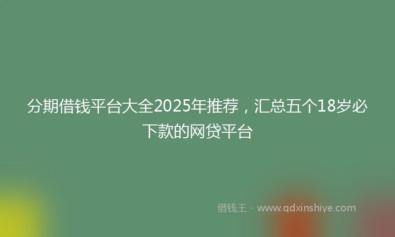 分期借钱平台大全2025年推荐，汇总五个18岁必下款的网贷平台