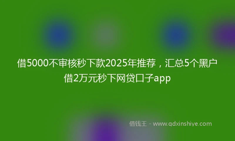 借5000不审核秒下款2025年推荐，汇总5个黑户借2万元秒下网贷口子app