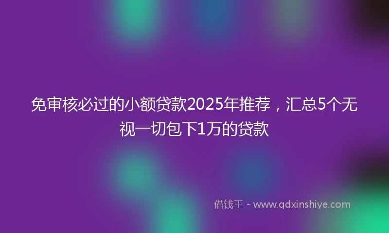 免审核必过的小额贷款2025年推荐，汇总5个无视一切包下1万的贷款