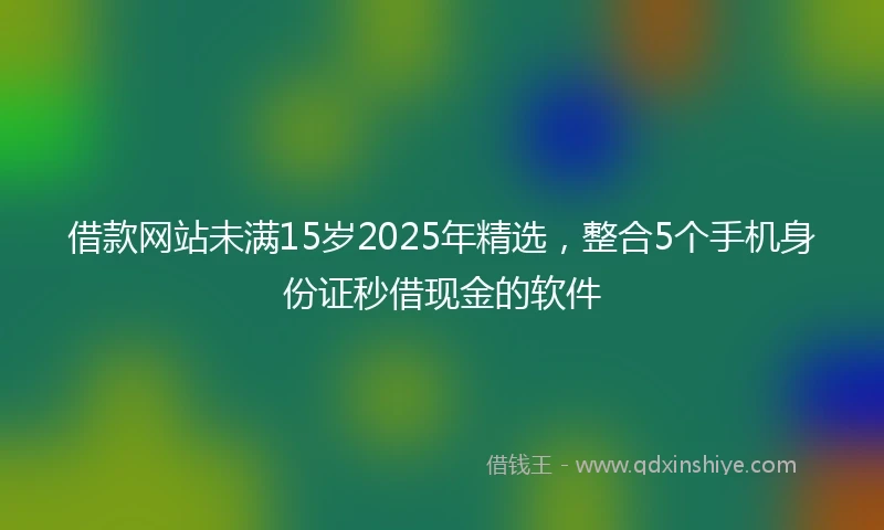 借款网站未满15岁2025年精选，整合5个手机身份证秒借现金的软件