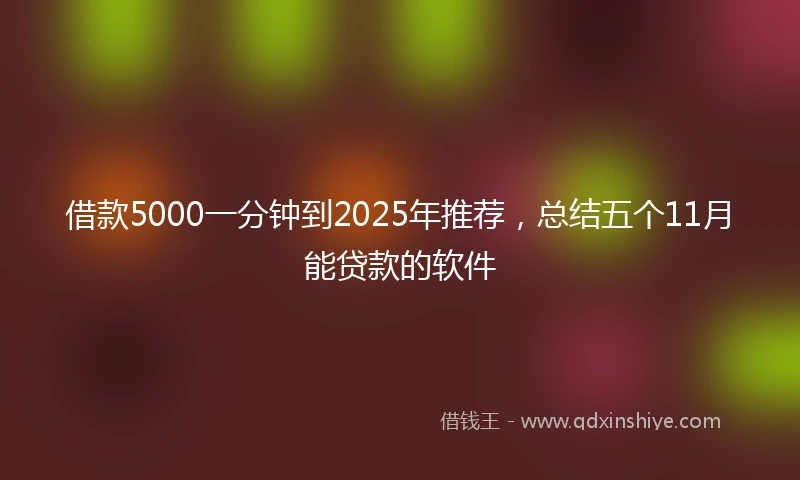 借款5000一分钟到2025年推荐，总结五个11月能贷款的软件