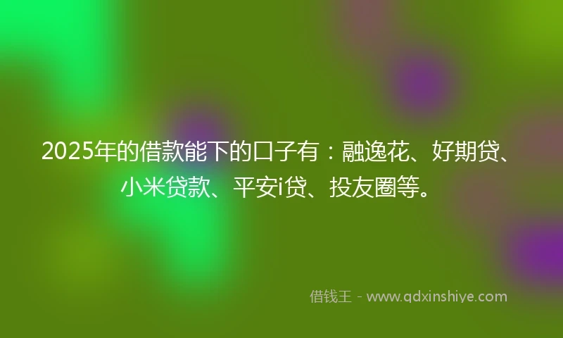 2025年的借款能下的口子有：融逸花、好期贷、小米贷款、平安i贷、投友圈等。