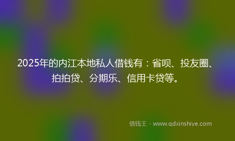 2025年的内江本地私人借钱有：省呗、投友圈、拍拍贷、分期乐、信用卡贷等。
