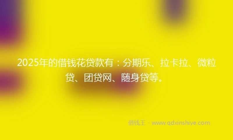 2025年的借钱花贷款有：分期乐、拉卡拉、微粒贷、团贷网、随身贷等。