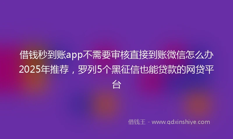 借钱秒到账app不需要审核直接到账微信怎么办2025年推荐，罗列5个黑征信也能贷款的网贷平台