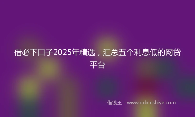 借必下口子2025年精选，汇总五个利息低的网贷平台
