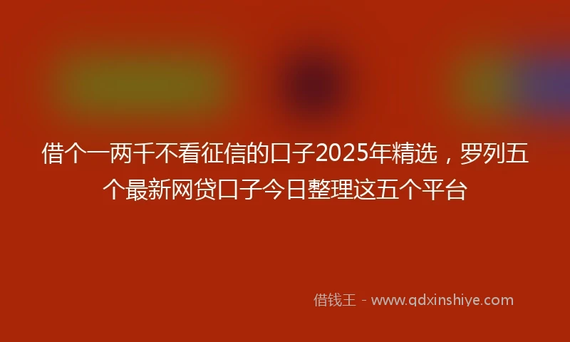 借个一两千不看征信的口子2025年精选，罗列五个最新网贷口子今日整理这五个平台