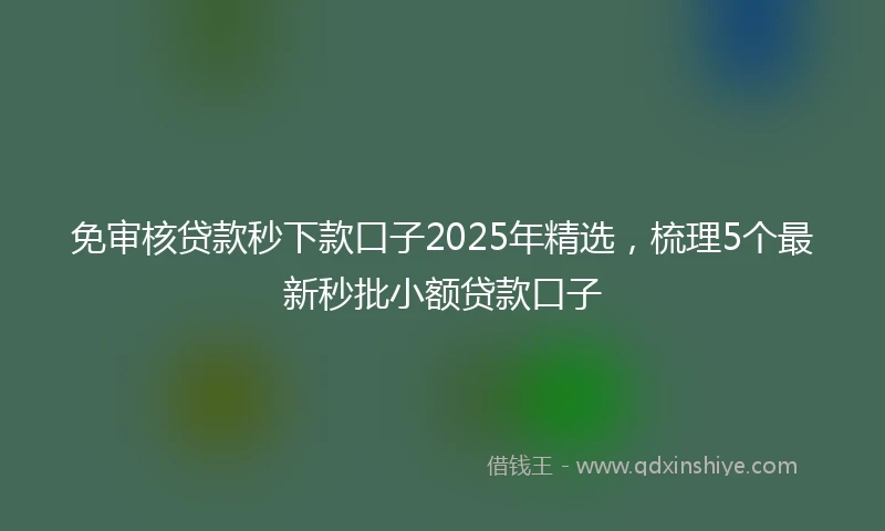 免审核贷款秒下款口子2025年精选，梳理5个最新秒批小额贷款口子