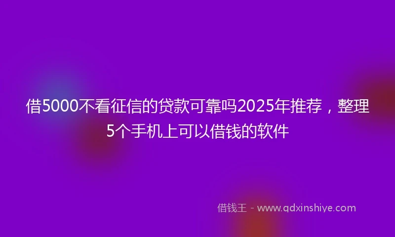 借5000不看征信的贷款可靠吗2025年推荐,整理5个手机上可以借钱的软件