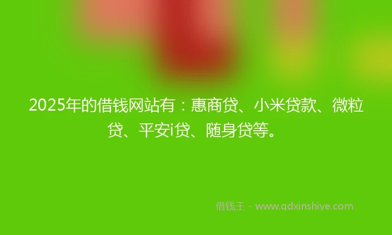 2025年的借钱网站有：惠商贷、小米贷款、微粒贷、平安i贷、随身贷等。