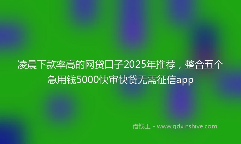 凌晨下款率高的网贷口子2025年推荐，整合五个急用钱5000快审快贷无需征信app