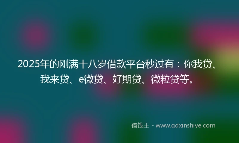 2025年的刚满十八岁借款平台秒过有：你我贷、我来贷、e微贷、好期贷、微粒贷等。