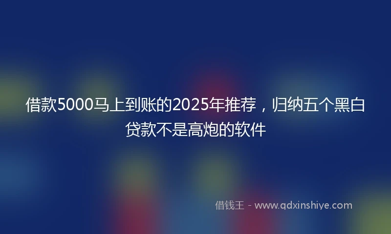 借款5000马上到账的2025年推荐，归纳五个黑白贷款不是高炮的软件