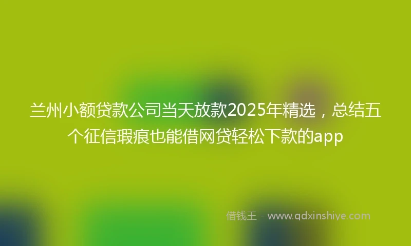 兰州小额贷款公司当天放款2025年精选，总结五个征信瑕疵也能借网贷轻松下款的app