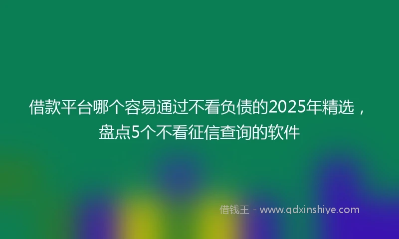 借款平台哪个容易通过不看负债的2025年精选，盘点5个不看征信查询的软件