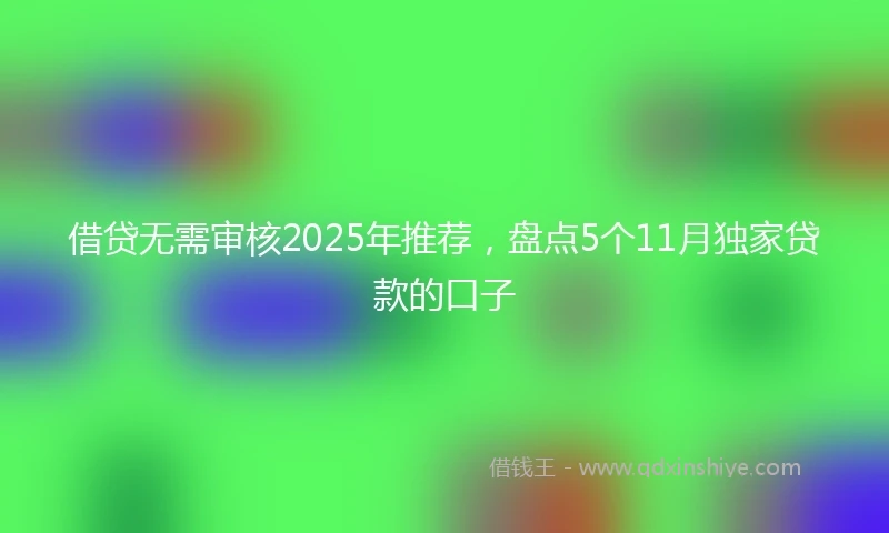 借贷无需审核2025年推荐，盘点5个11月独家贷款的口子