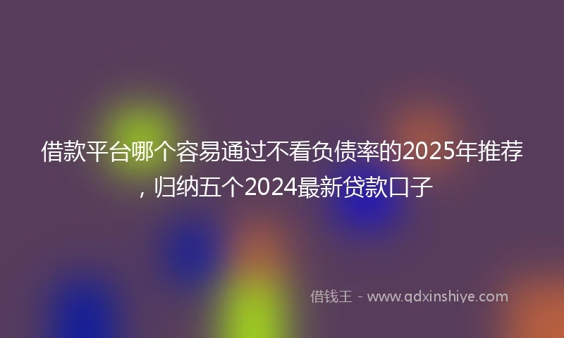 借款平台哪个容易通过不看负债率的2025年推荐，归纳五个2024最新贷款口子