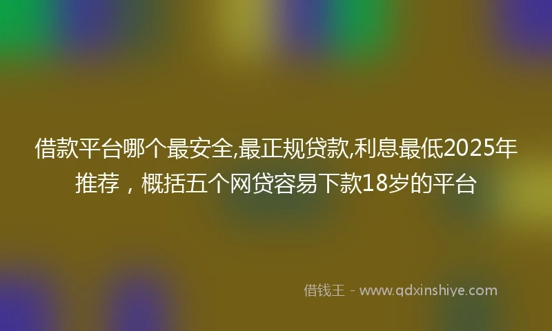 借款平台哪个最安全,最正规贷款,利息最低2025年推荐，概括五个网贷容易下款18岁的平台