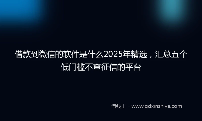 借款到微信的软件是什么2025年精选，汇总五个低门槛不查征信的平台
