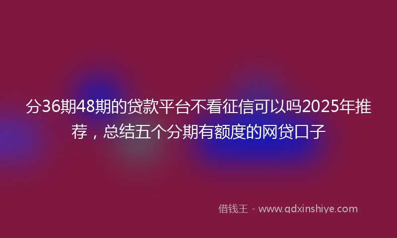 分36期48期的贷款平台不看征信可以吗2025年推荐，总结五个分期有额度的网贷口子