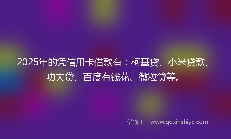 2025年的凭信用卡借款有：柯基贷、小米贷款、功夫贷、百度有钱花、微粒贷等。