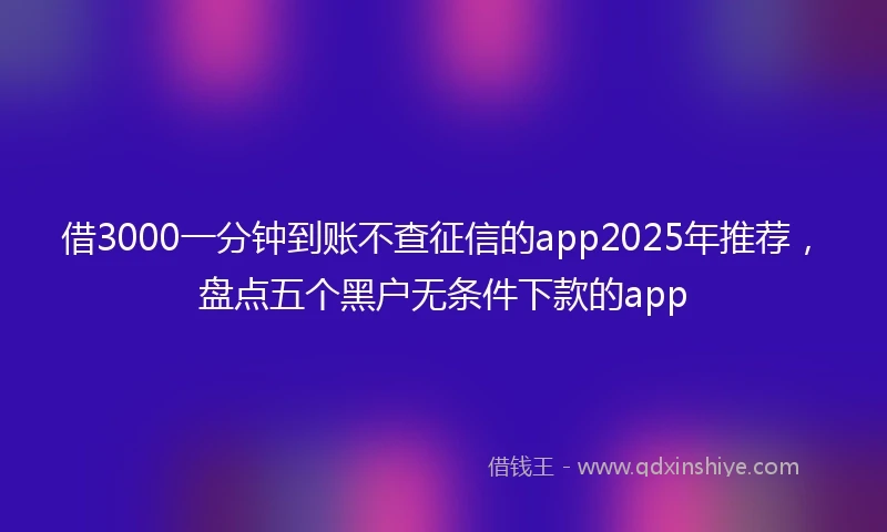 借3000一分钟到账不查征信的app2025年推荐,盘点五个黑户无条件下款的app