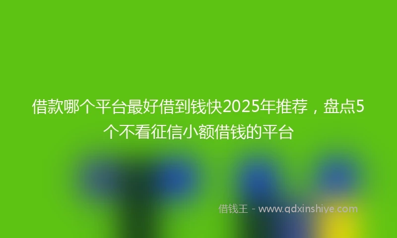 借款哪个平台最好借到钱快2025年推荐，盘点5个不看征信小额借钱的平台