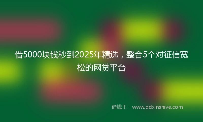 借5000块钱秒到2025年精选，整合5个对征信宽松的网贷平台