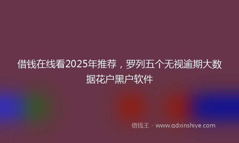 借钱在线看2025年推荐，罗列五个无视逾期大数据花户黑户软件