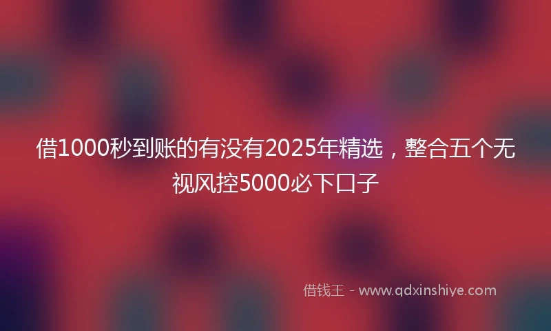 借1000秒到账的有没有2025年精选，整合五个无视风控5000必下口子