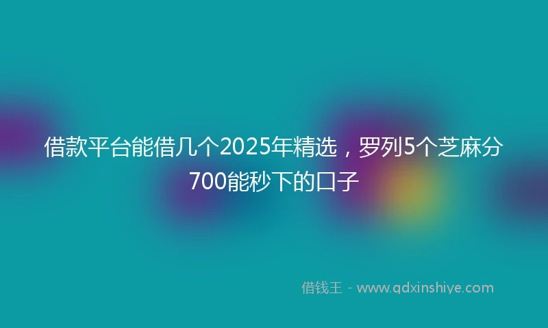 借款平台能借几个2025年精选，罗列5个芝麻分700能秒下的口子