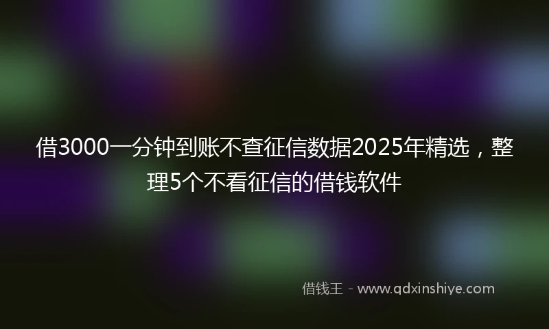 借3000一分钟到账不查征信数据2025年精选，整理5个不看征信的借钱软件