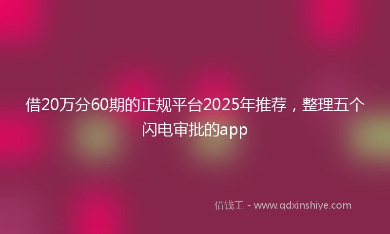 借20万分60期的正规平台2025年推荐，整理五个闪电审批的app