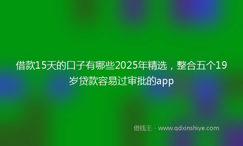 借款15天的口子有哪些2025年精选，整合五个19岁贷款容易过审批的app